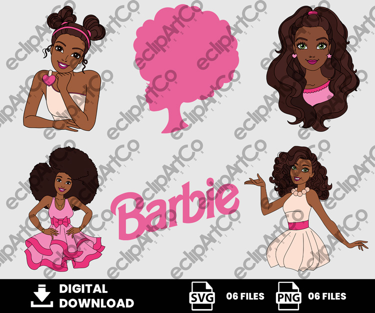 06 Clipart - Barbie Afro Svg, Barbie Afro Png, Barbie Svg, Afro Png