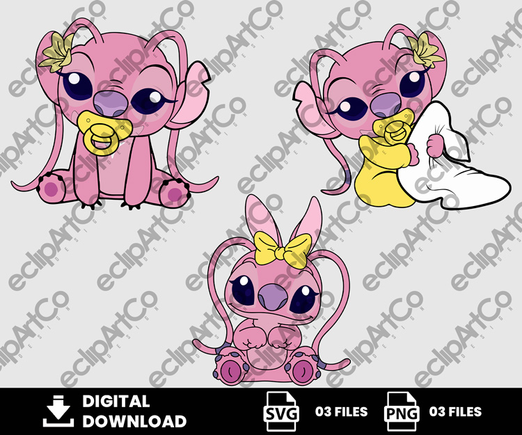 03 Clipart - Baby Angel Svg, Baby Angel Png, Baby Shower Svg, Stitch Baby Png