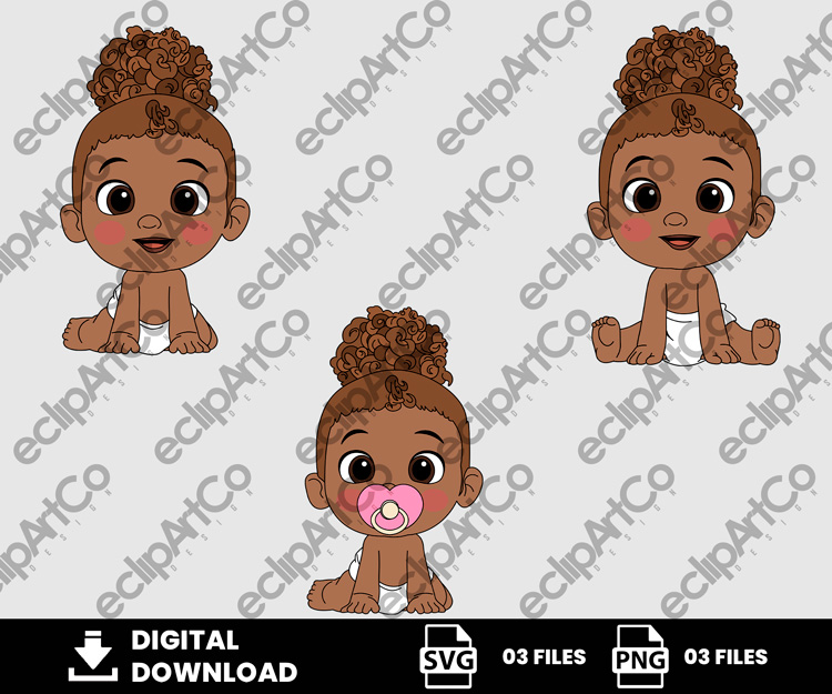 03 Clipart - Baby Girl Afro Png, Baby Girl Afro Svg, Baby Shower Png, Baby Shower Svg