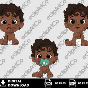 03 Clipart - Baby Shower Afro Svg, Baby Boy Afro Svg, Baby Svg, Baby Png, Boy Svg