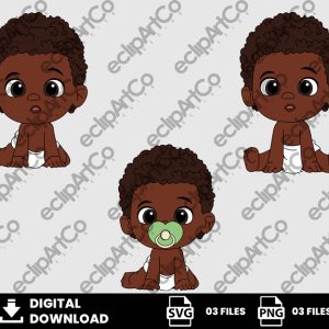 03 Clipart - Baby Shower Afro Svg, Baby Boy Afro Svg, Baby Svg, Baby Png, Boy Svg