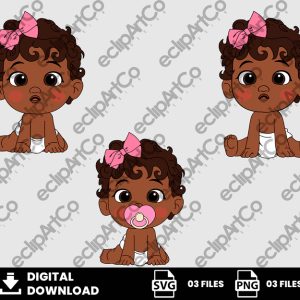 03 Clipart - Baby Girl Afro Png, Baby Girl Afro Svg, Baby Shower Png, Baby Shower Svg