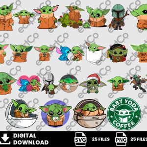 25 Clipart - Baby Yoda Png, Baby Grogu Png, Grogu Png, Baby Shower Png