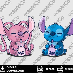 02 Clipart - Baby Stitch and Angel Tapioca, Baby Stitch Svg, Stitch Svg, Baby Shower Svg, Baby Angel Svg