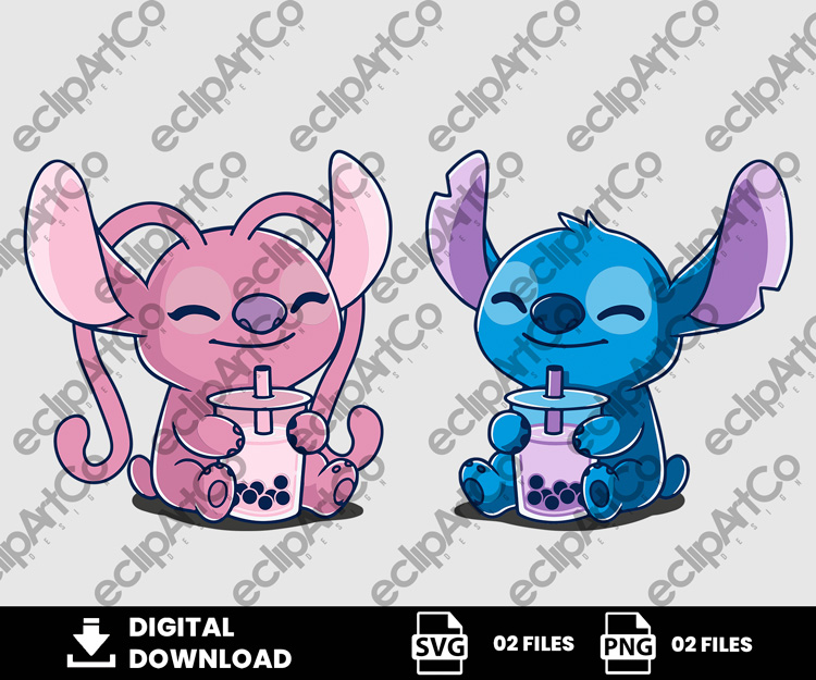 02 Clipart - Baby Stitch and Angel Tapioca, Baby Stitch Svg, Stitch Svg, Baby Shower Svg, Baby Angel Svg