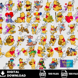 100 Clipart - Winnie The Pooh Svg, Winnie The Pooh Png, Piglet Svg, Tiger Svg, Eeyore Svg