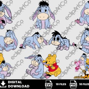 10 Clipart - Baby Winnie The Pooh Svg, Baby Eeyore Svg, Baby Igor Svg, Baby Shower Svg