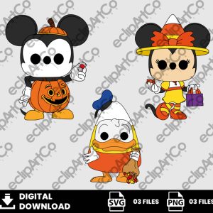 03 Clipart - Halloween Disney Funko, Mickey, Minnie and Donald Funko