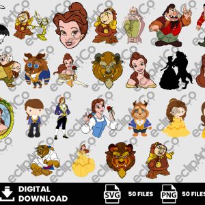 50 Clipart - Beauty and the Beast, Beauty Svg, The Beast Svg, Rose Svg, Princess Svg