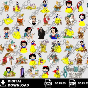 50 Clipart - Snow White Svg, Seven Dwarfs Svg, The Evil Queen Svg