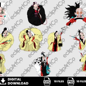 10 Clipart - Cruella de Vill Svg, Cruella de Vill Png, Villains Svg