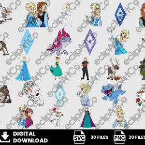 30 Clipart - Frozen Svg, Elsa Svg, Anna Svg, Olaf Svg, Princess Svg