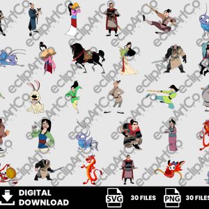 30 Clipart - Mulan Svg, Mulan Png, Mushu Svg, Princess Svg