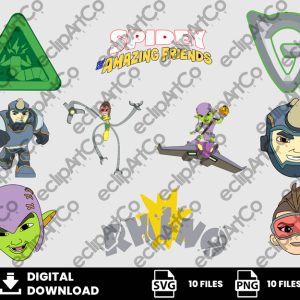 10 Clipart - Spidey and his Amazing Friends Svg, Spidey and his Amazing Friends Png, SpiderMan Svg, Villains Svg
