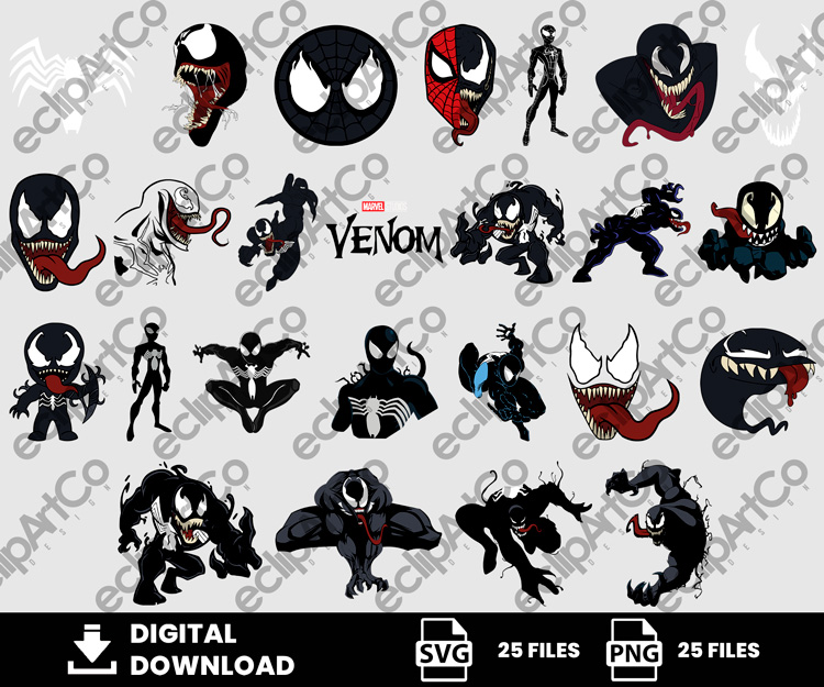25 Clipart - Venom Svg, Venom Png, SpiderMan Svg, SuperHeroes Svg, Villains Svg