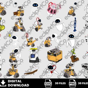 30 Clipart - Wall E Svg, EVA Svg, Love svg