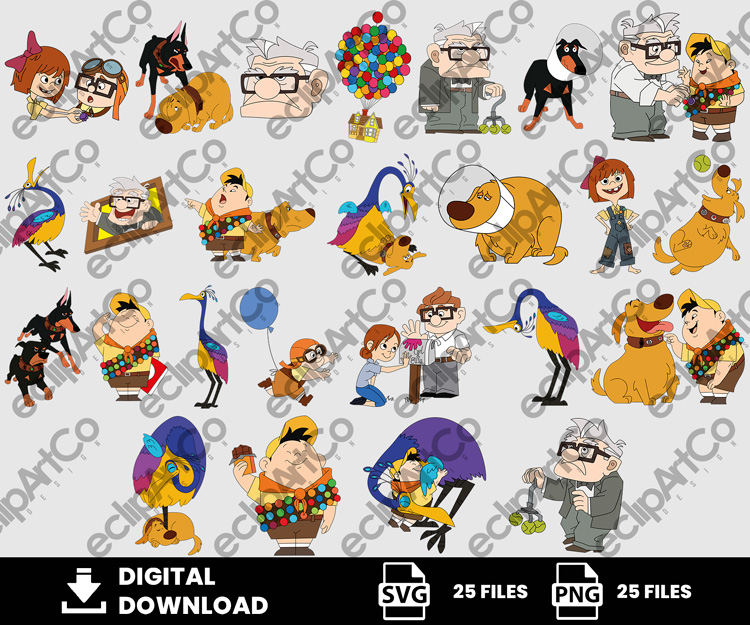 25 Clipart - Up Svg, Up Png, Carl and Ellie Svg