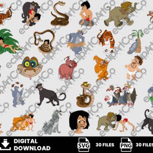30 Clipart - The Jungle Book Svg, Mowgli Svg, Baloo Svg