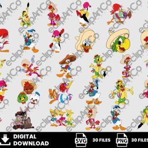 30 Clipart - The Three Caballeros Svg, Donald Svg, Panchito Svg, Jose Svg