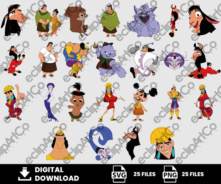 25 Clipart - The Emperor's New Groove Svg, Kuzco Svg, Las locuras del Emperador Svg, Yzma Svg