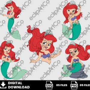 05 Clipart - Baby Shower Svg, Baby Princess Png, Baby Ariel Png, Baby Little Mermaid Png, Little Mermaid Png