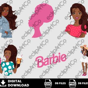 06 Clipart - Barbie Afro Svg, Barbie Afro Png, Barbie Svg, Afro Png
