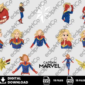 15 Clipart - Captain Marvel Svg, Captain Marvel Png, Avengers Svg, Superheroes Svg