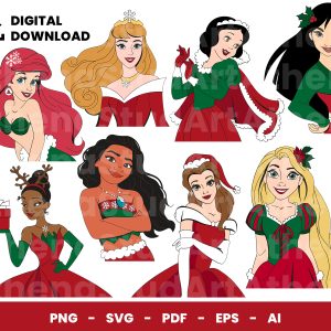 08 Clipart - Christmas Princess Disney