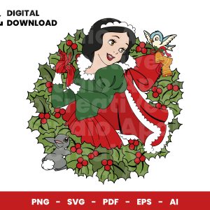 01 Clipart - Christmas Wreath Snow White