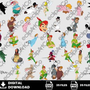 35 Clipart - Peter Pan Svg, Wendy Svg, Captain Hook Svg, Tinkerbell Svg