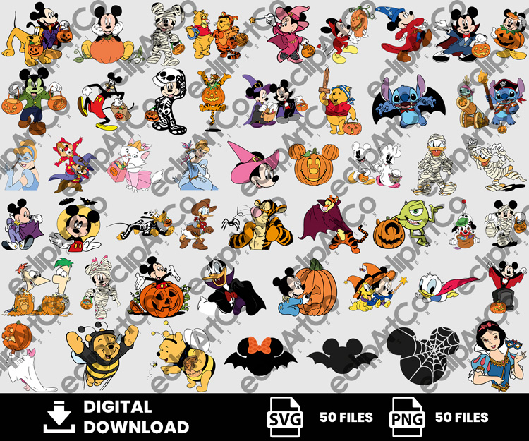 50 Clipart - Halloween Disney Svg, Halloween Disney Png, Halloween Mickey Png