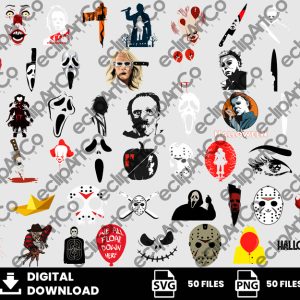 50 Clipart - Halloween Villains Svg, Halloween Characters Svg