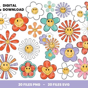 20 Clipart - Flower Retro