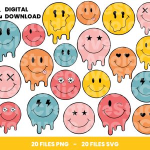 20 Clipart - Retro Happy Face