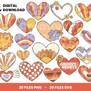 20 Clipart - Retro Hearts