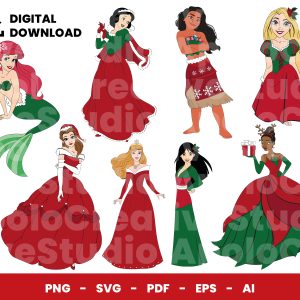 08 Clipart - Christmas Princess Disney 02
