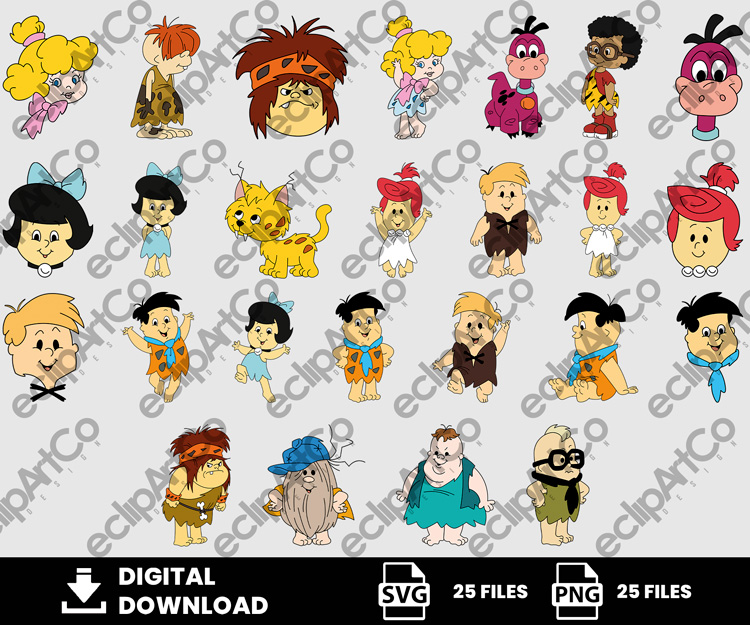 25 Clipart - The Flintstones Kids Png, The Flintstones Kids Svg, The Flintstones Png, Kids Png
