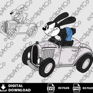 02 Clipart - Oswald the Lucky Rabbit Car