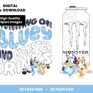02 Clipart - Running On Bluey And Monster Drinks