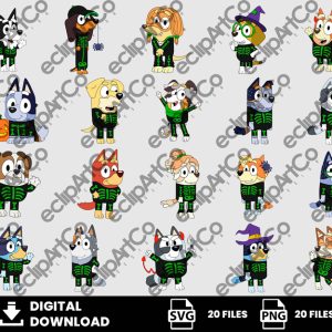 20 Clipart - Bluey Skeleton Png, Bluey Skeleton Svg, Bluey Svg, Bluey Png, Bluey Halloween