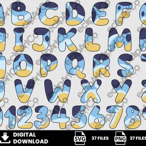 37 Clipart - Alphabet Bluey - Numbers Bluey - Bluey Svg, Bluey Png