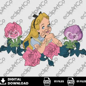 01 Clipart - Alice in Wonderland Singing Flowers Svg, Alices in Wonderland Svg