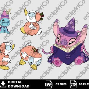 05 Clipart - Halloween Svg, Witch Angel Stitch Svg, Stitch Svg