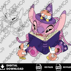 02 Clipart - Halloween Svg, Witch Angel Stitch Svg, Stitch Svg
