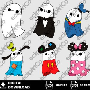 06 Clipart - Mickey and Minnie Ghost Svg, Ghost Mickey Png, Ghost Minnie Png