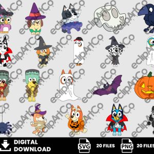 20 Clipart - Halloween Bluey Png, Halloween Bluey Svg, Bluey Svg, Bluey Png