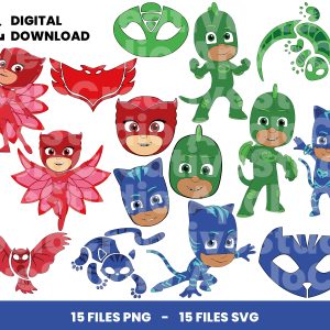 15 Clipart - Pj Masks - Heroes En Pijamas