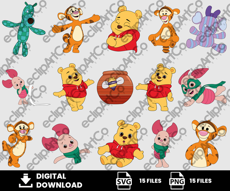 15 Clipart - Me and Winnie the Pooh Png, Baby Pooh Png, Baby Shower Png