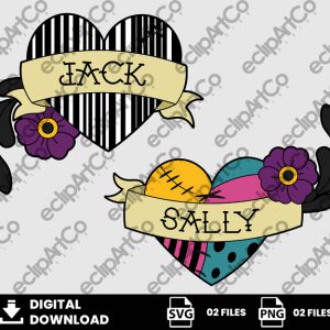 02 Clipart - Valentines Day Jack and Sally Svg, Valentines Day Svg