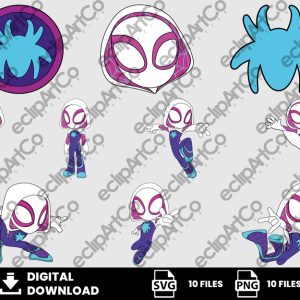 10 Clipart - Spidey and His Amazing Friends Svg, Ghost Spider Svg, Spider Gwen Svg, Superhero Svg
